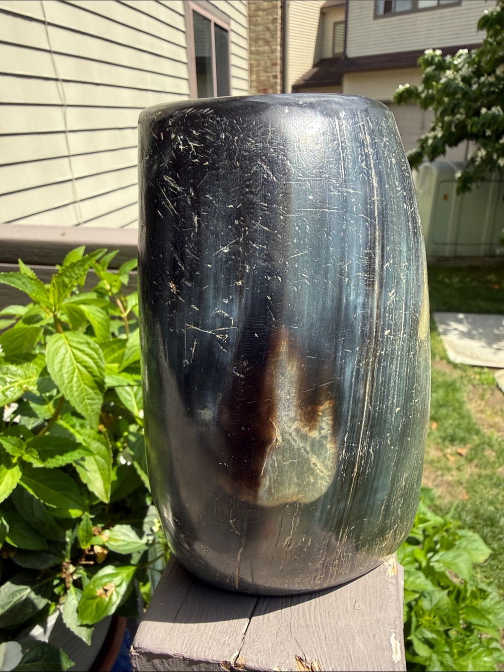 Medieval style Viking drinking ox horn tankard